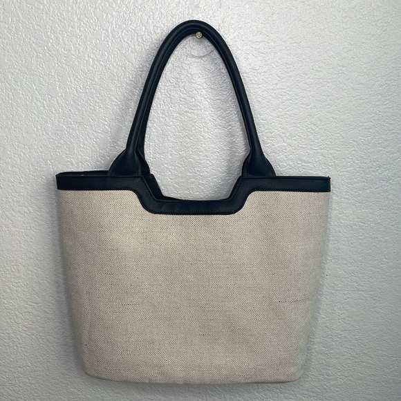 RACHEL ZOE Capri Canvas Tote | Cream & Black - Picture 7 of 9